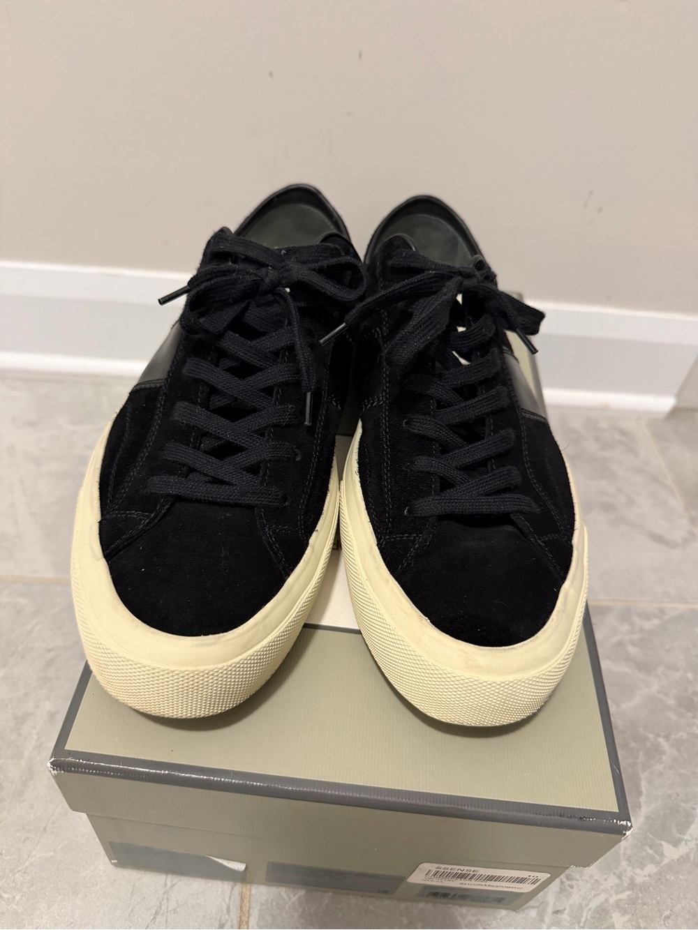 TOM FORD Black Suede Low-Top Sneakers
